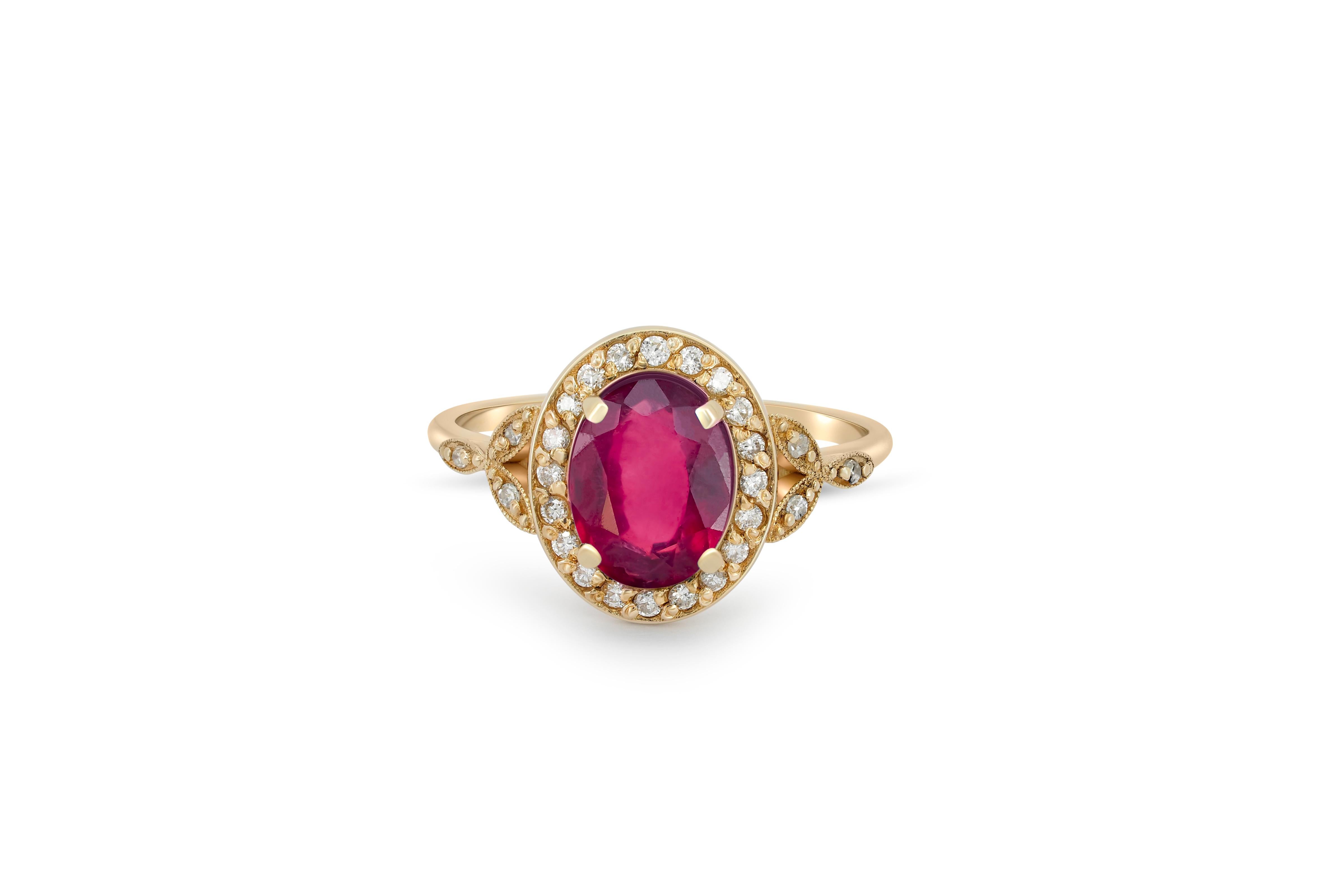 For Sale:  Ruby vintage style 14k gold ring. 2