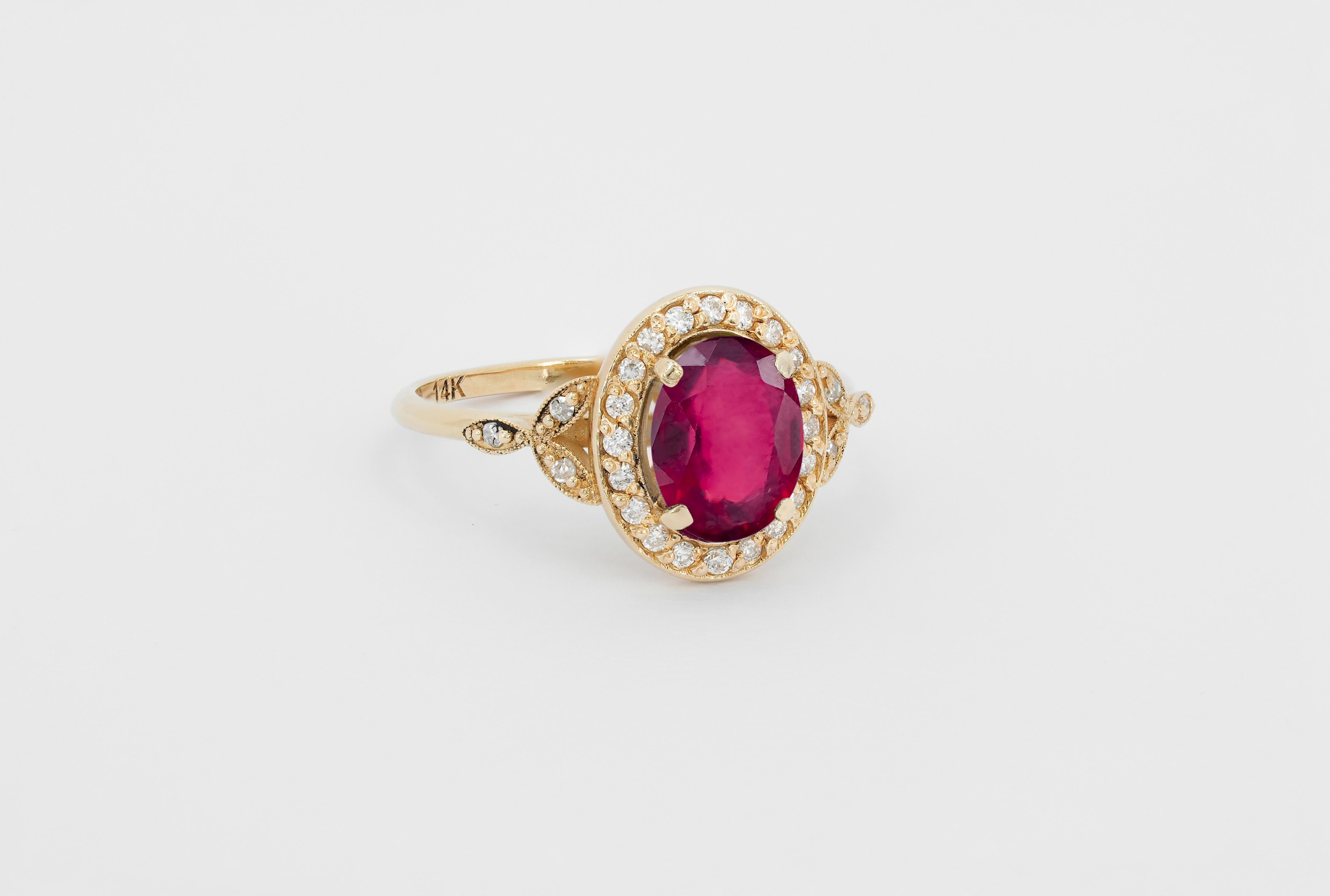 For Sale:  Ruby vintage style 14k gold ring. 3