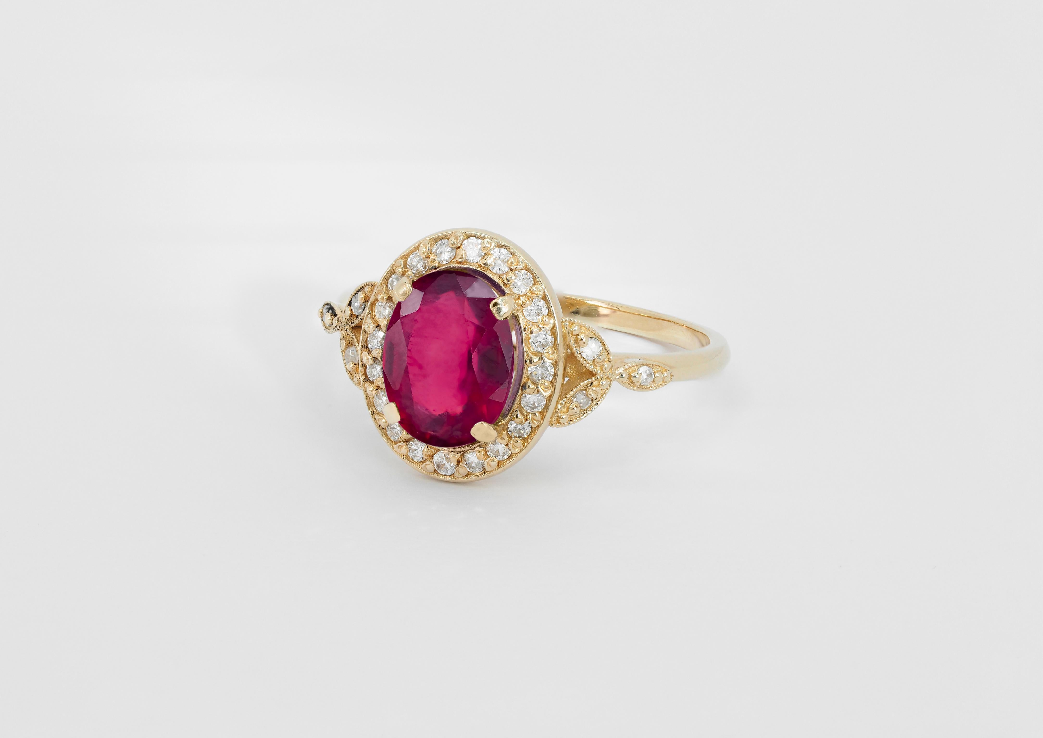 For Sale:  Ruby vintage style 14k gold ring. 4