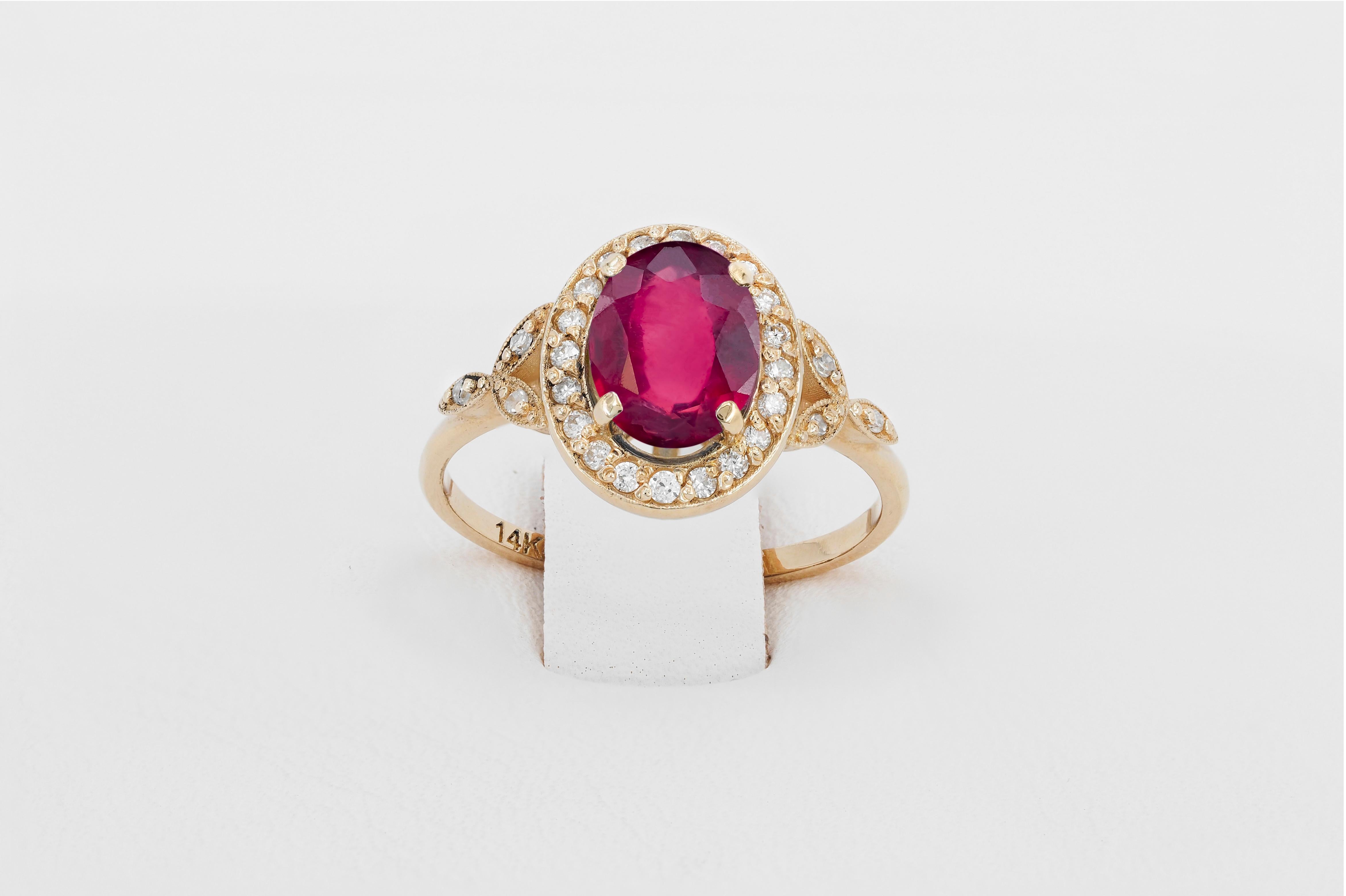 For Sale:  Ruby vintage style 14k gold ring. 5