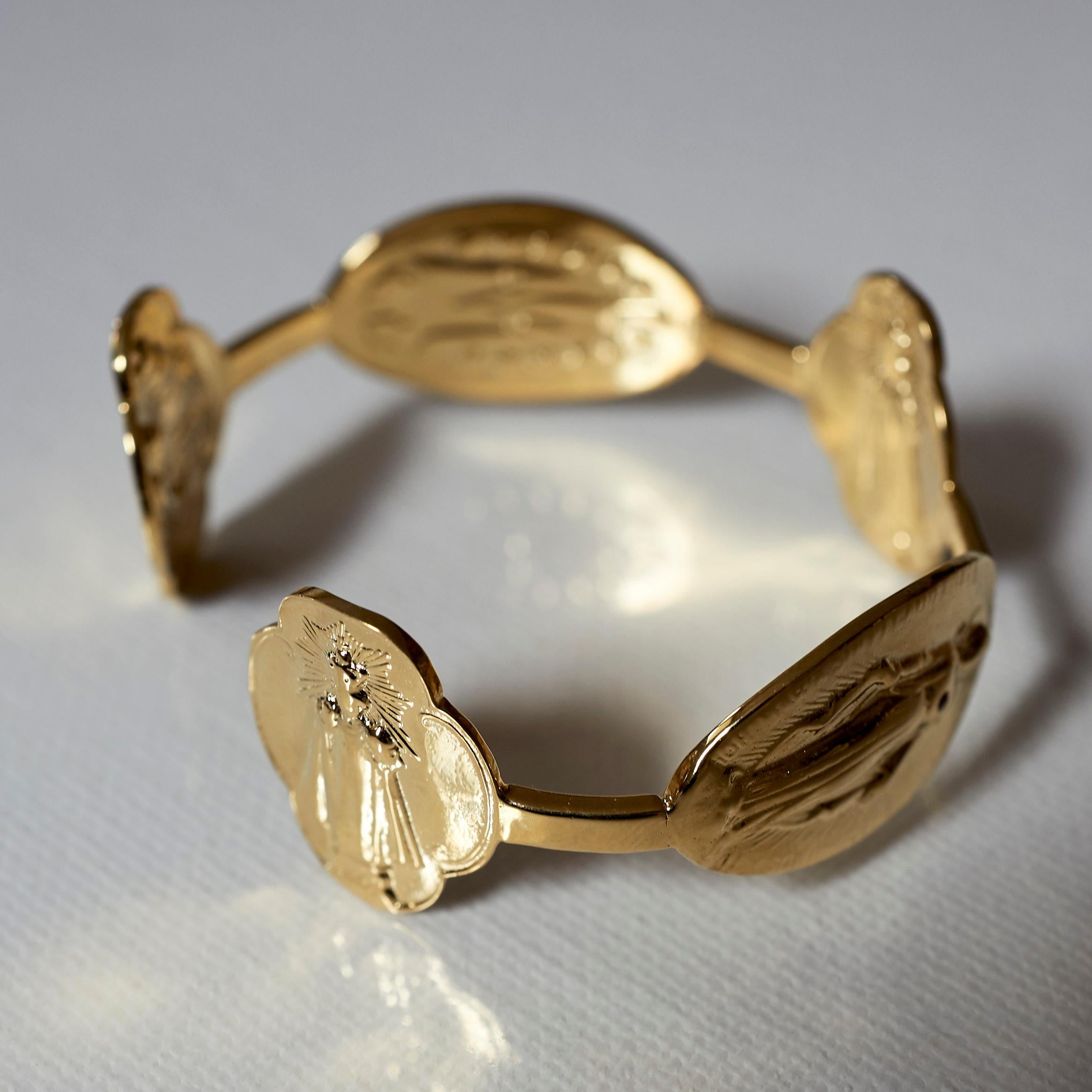 gold miraculous medal bracelet