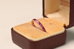 Ruby Wedding Band. 1.30ct French Cut Natural Ruby Eternity Band 18K Yellow Gold