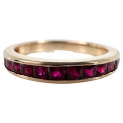 Ruby Wedding Band 14 Karat Pink Natural Ruby Stacking Ring Authentic