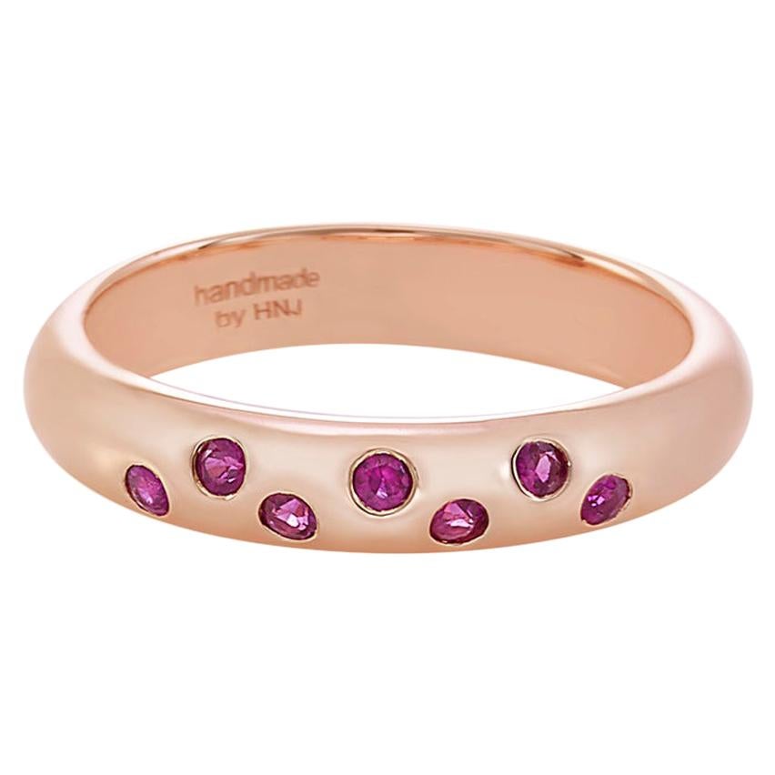 Ruby Wedding Band Polka Dot Ring in 18k Rose Gold