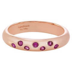 Ruby Wedding Band Polka Dot Ring in 18k Rose Gold