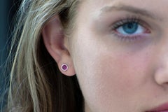 Ruby  Weighing 1.00 Carat Bezel Set Yellow Gold Stud Earrings