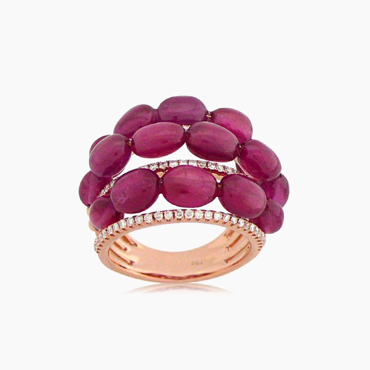 Taille mixte Rubis Diamant Blanc Or Rose 18K Style Antique en vente
