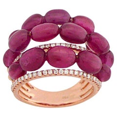 Rubis Diamant Blanc Or Rose 18K Style Antique