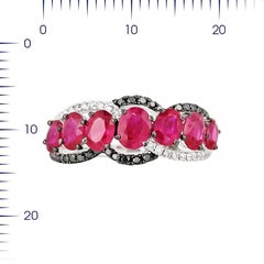 Ruby White Diamond Black Diamond White Gold Every Day Statement Ring