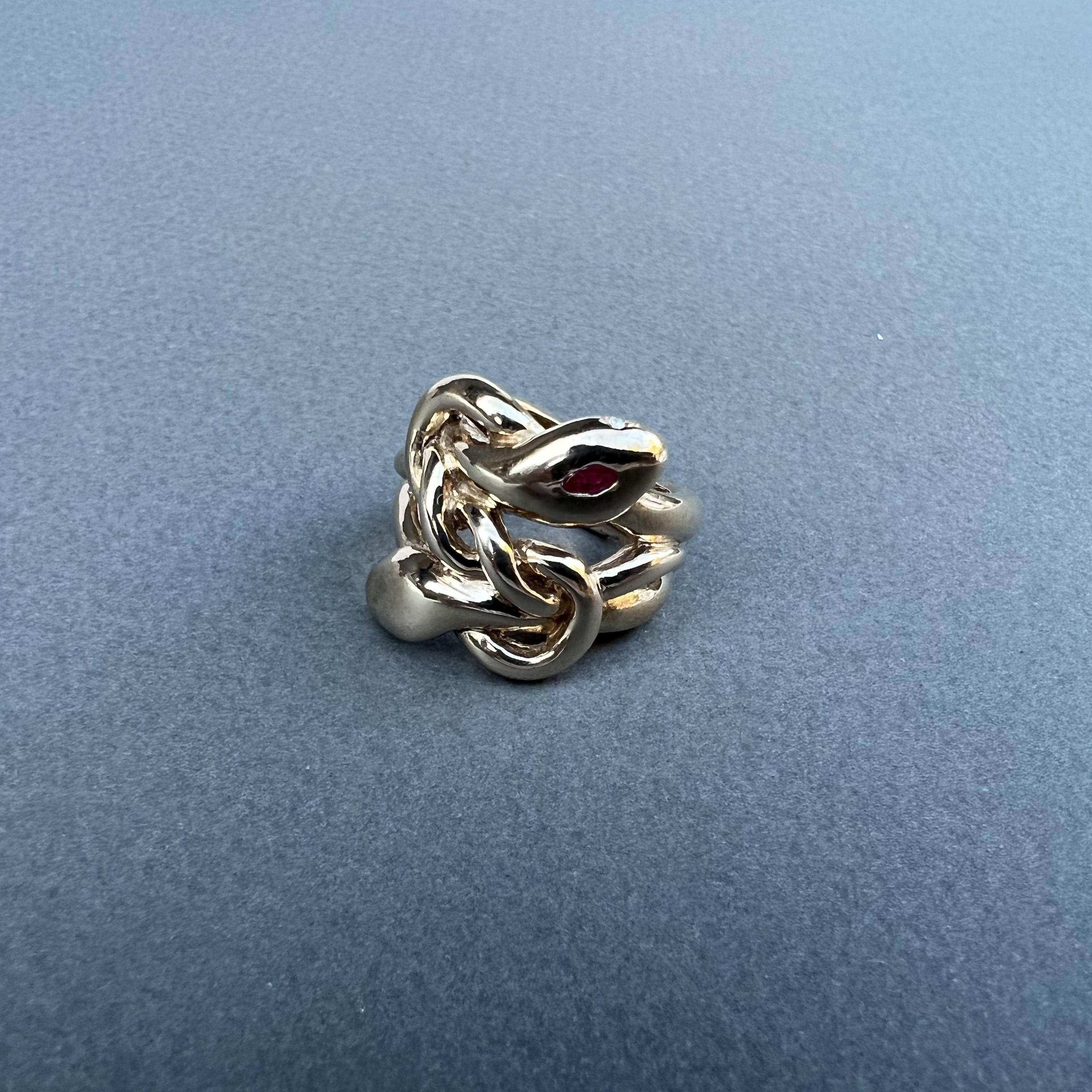 Ruby White Diamond Emerald Gold Snake Ring Animal Jewelry J Dauphin For Sale 3