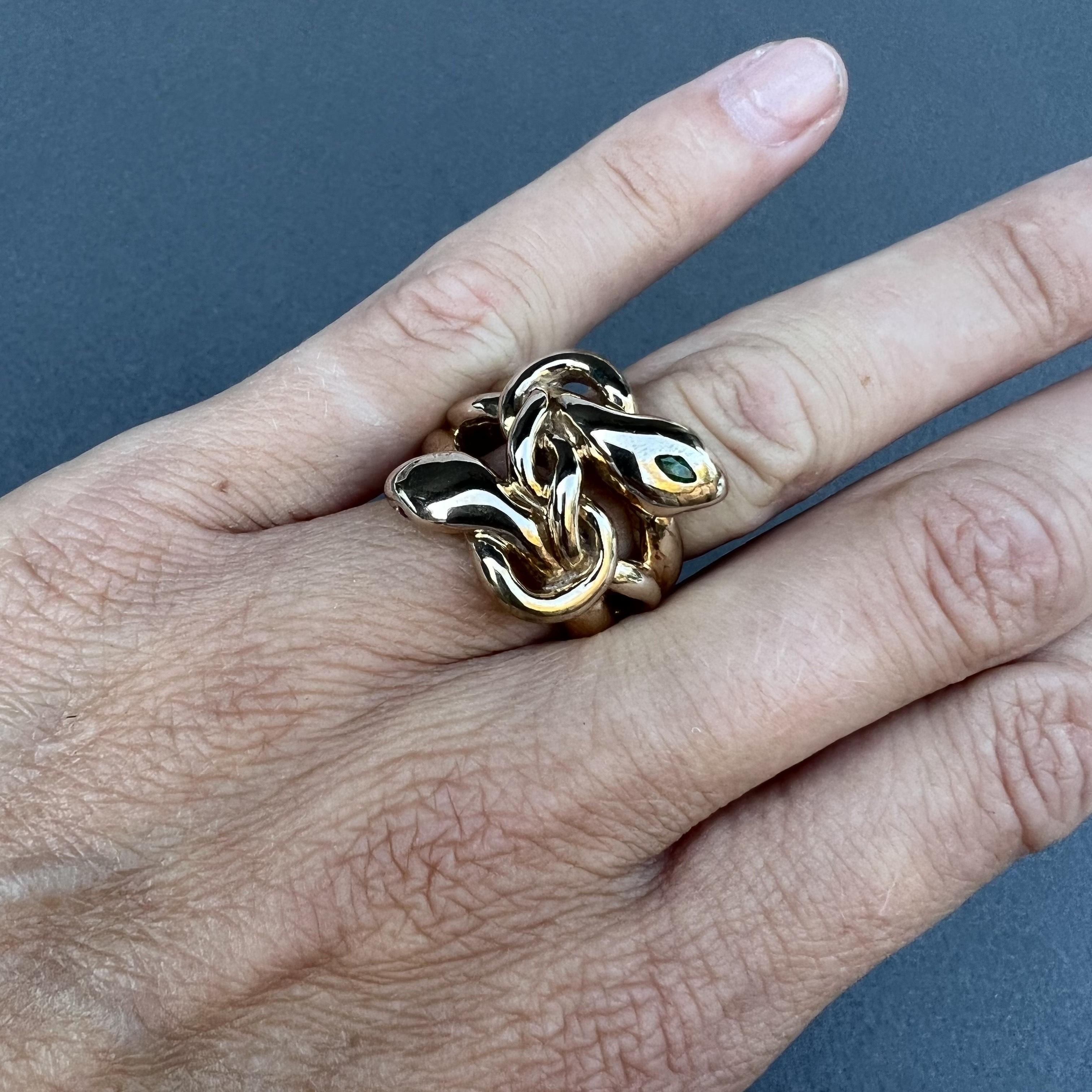 Ruby White Diamond Emerald Gold Snake Ring Animal Jewelry J Dauphin For Sale 5