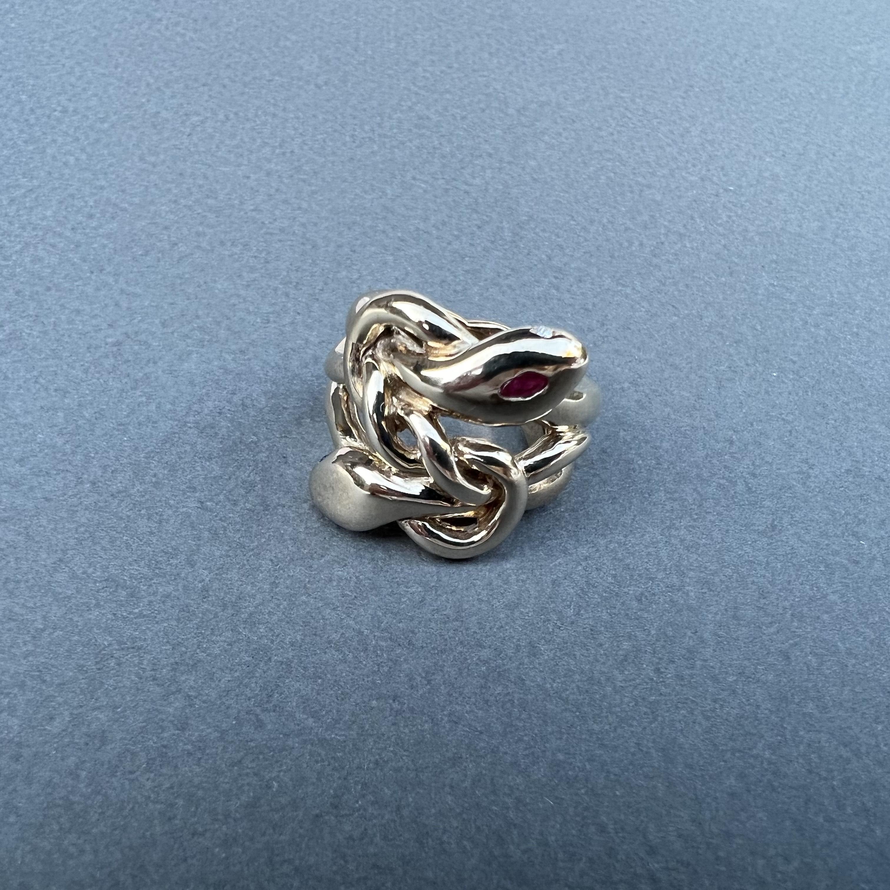 Victorian Ruby White Diamond Emerald Gold Snake Ring Animal Jewelry J Dauphin For Sale