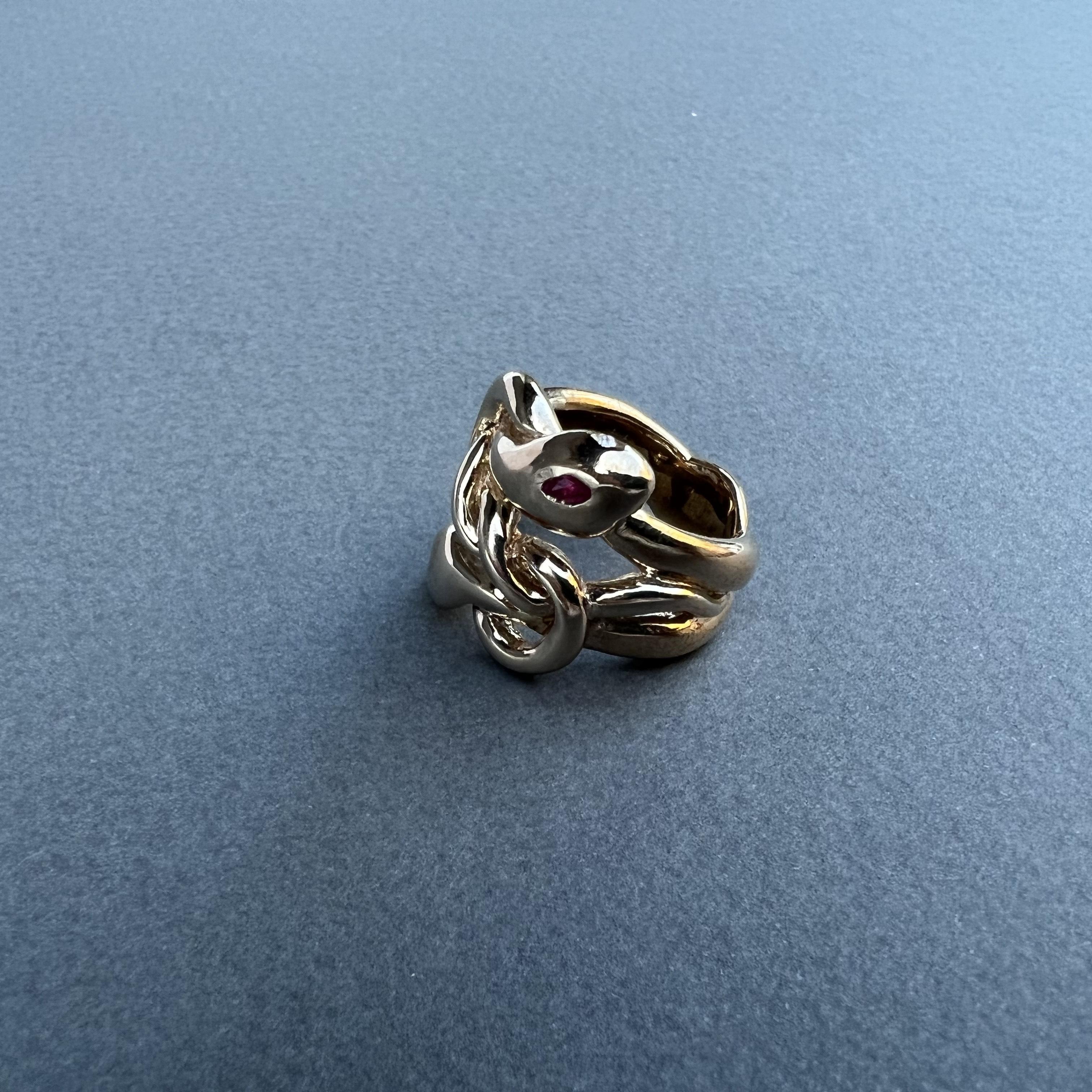 Ruby White Diamond Emerald Gold Snake Ring Animal Jewelry J Dauphin For Sale 1