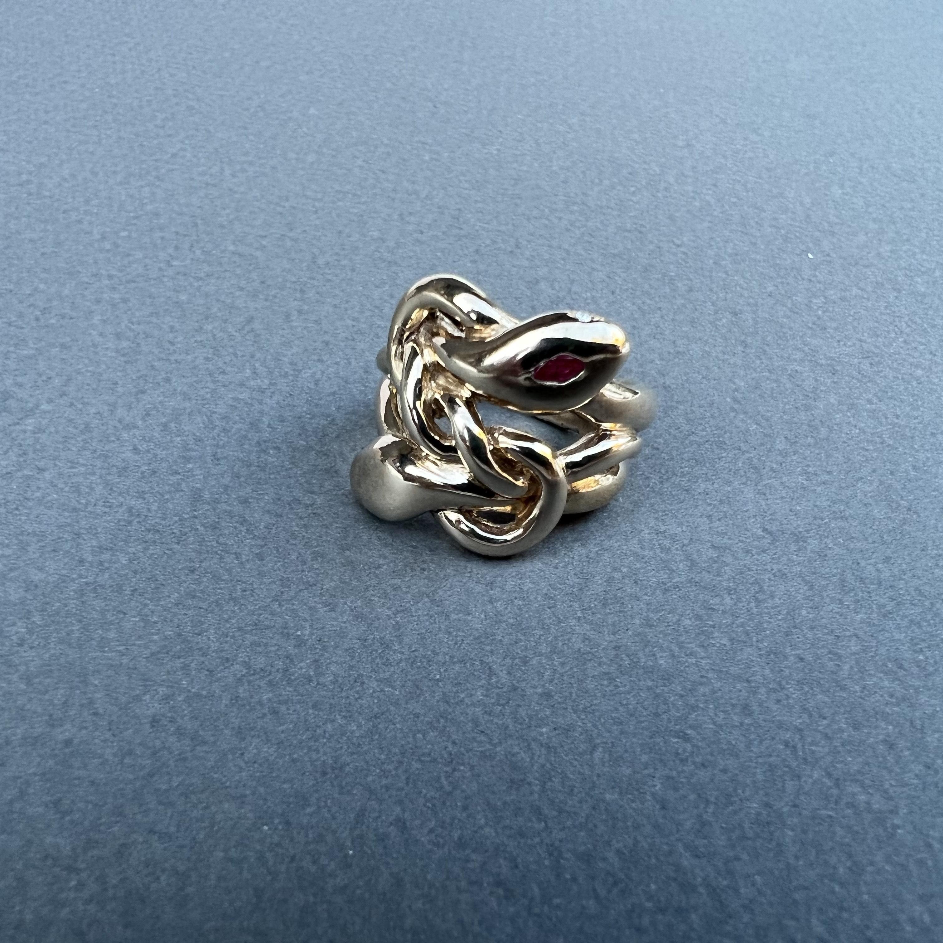 Ruby White Diamond Emerald Gold Snake Ring Animal Jewelry J Dauphin For Sale 2