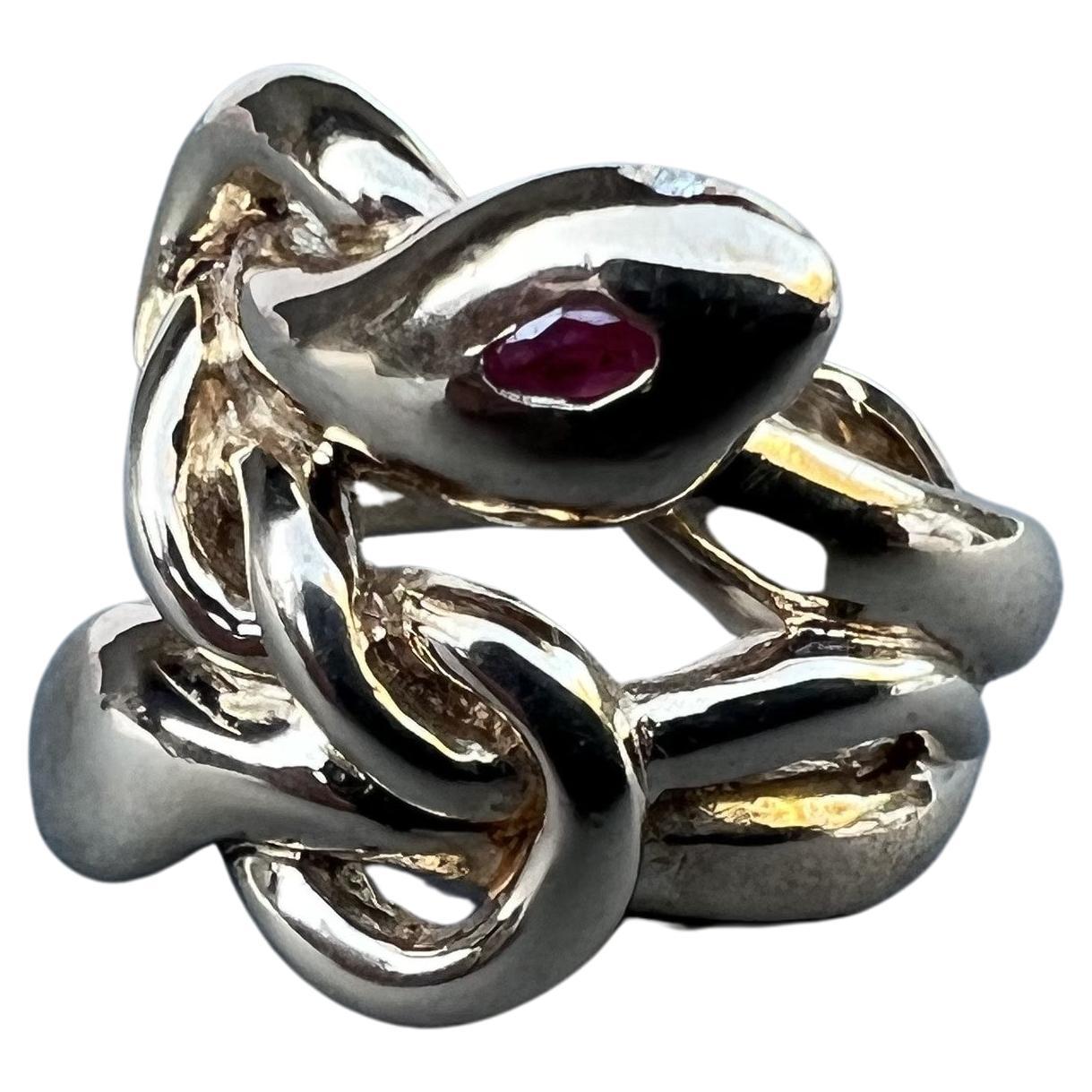 Ruby White Diamond Emerald Gold Snake Ring Animal Jewelry J Dauphin For Sale