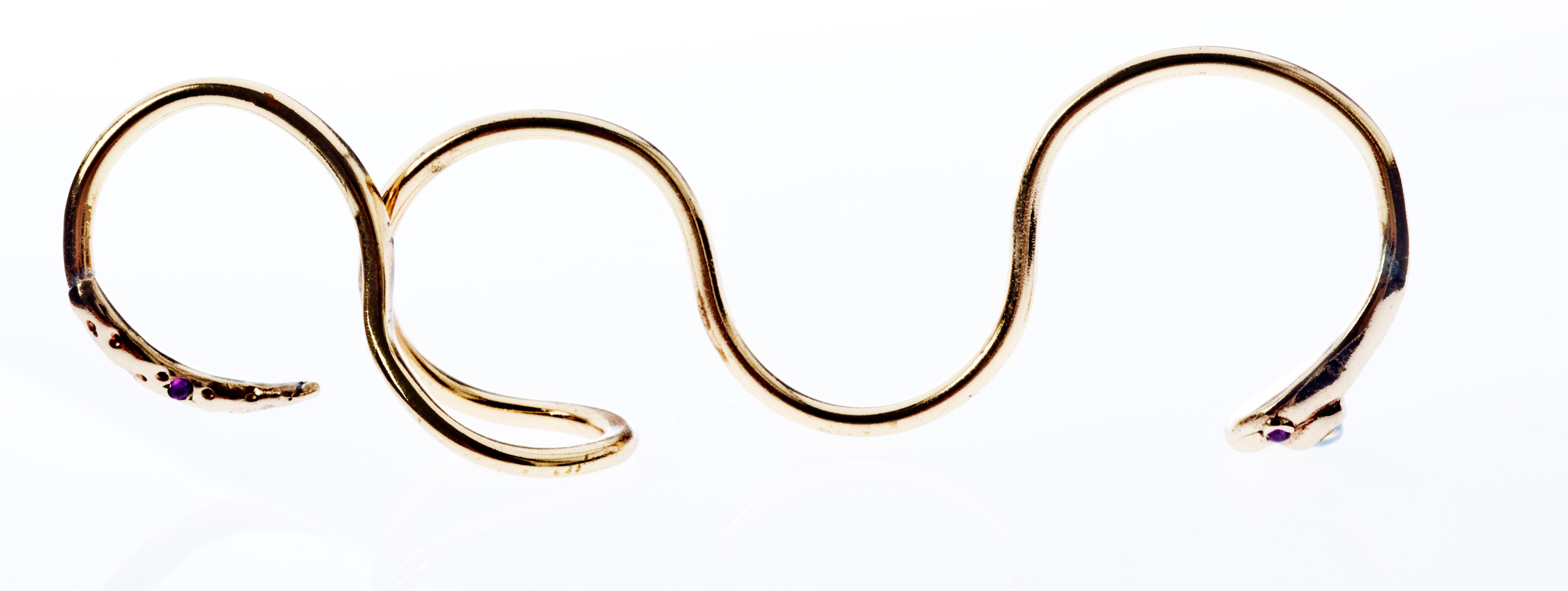 Rubí Blanco Diamante Oro Cuatro Dedos Anillo Serpiente J Dauphin Corte redondo en venta