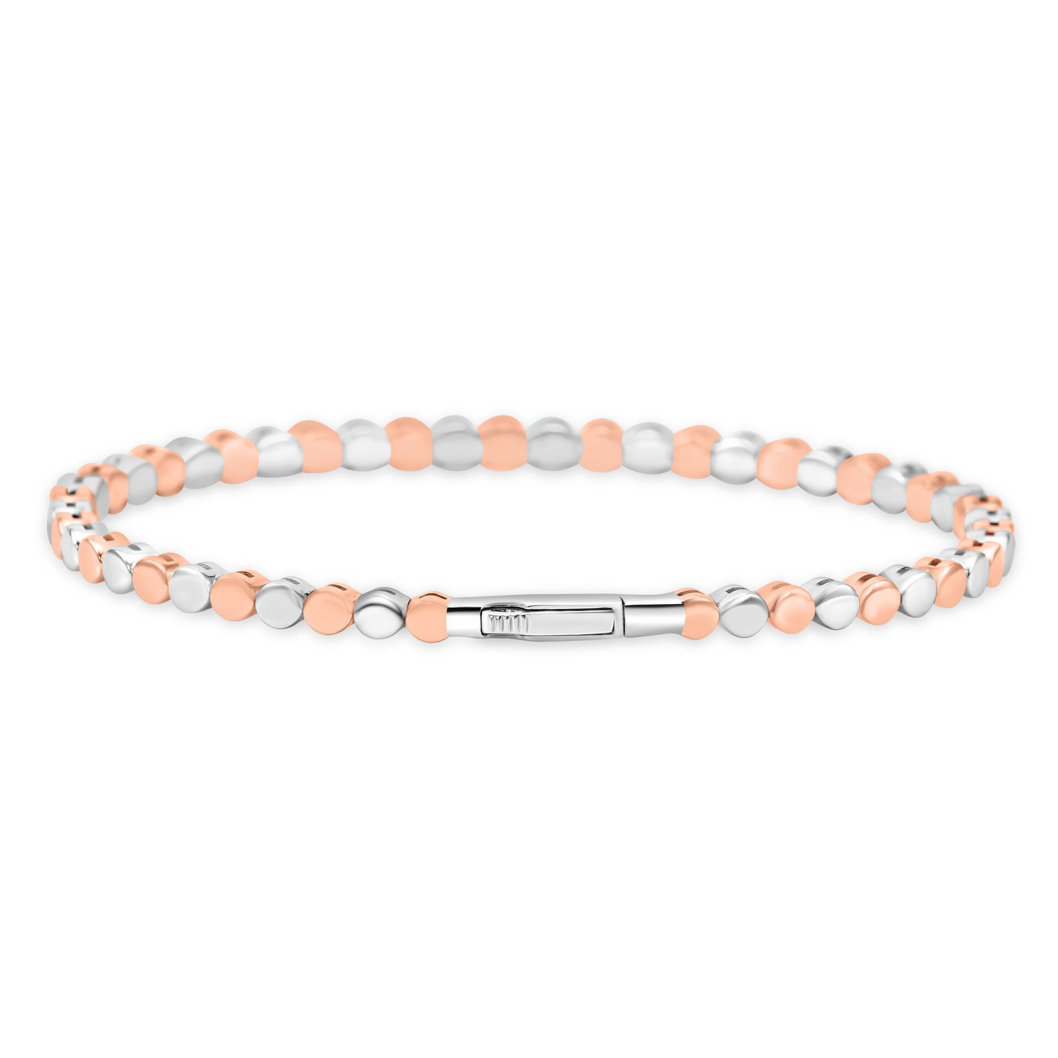 Pulsera de moda de oro blanco y rosa de 14 quilates con rubí y diamante blanco redondo de 1,24 quilates Corte redondo en venta