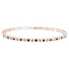 Pulsera de moda de oro blanco y rosa de 14 quilates con rubí y diamante blanco redondo de 1,24 quilates