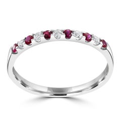 Verlobungsring, Rubin, Weißer Diamant, runder 18 Karat Gold, 11 Stein, Mode