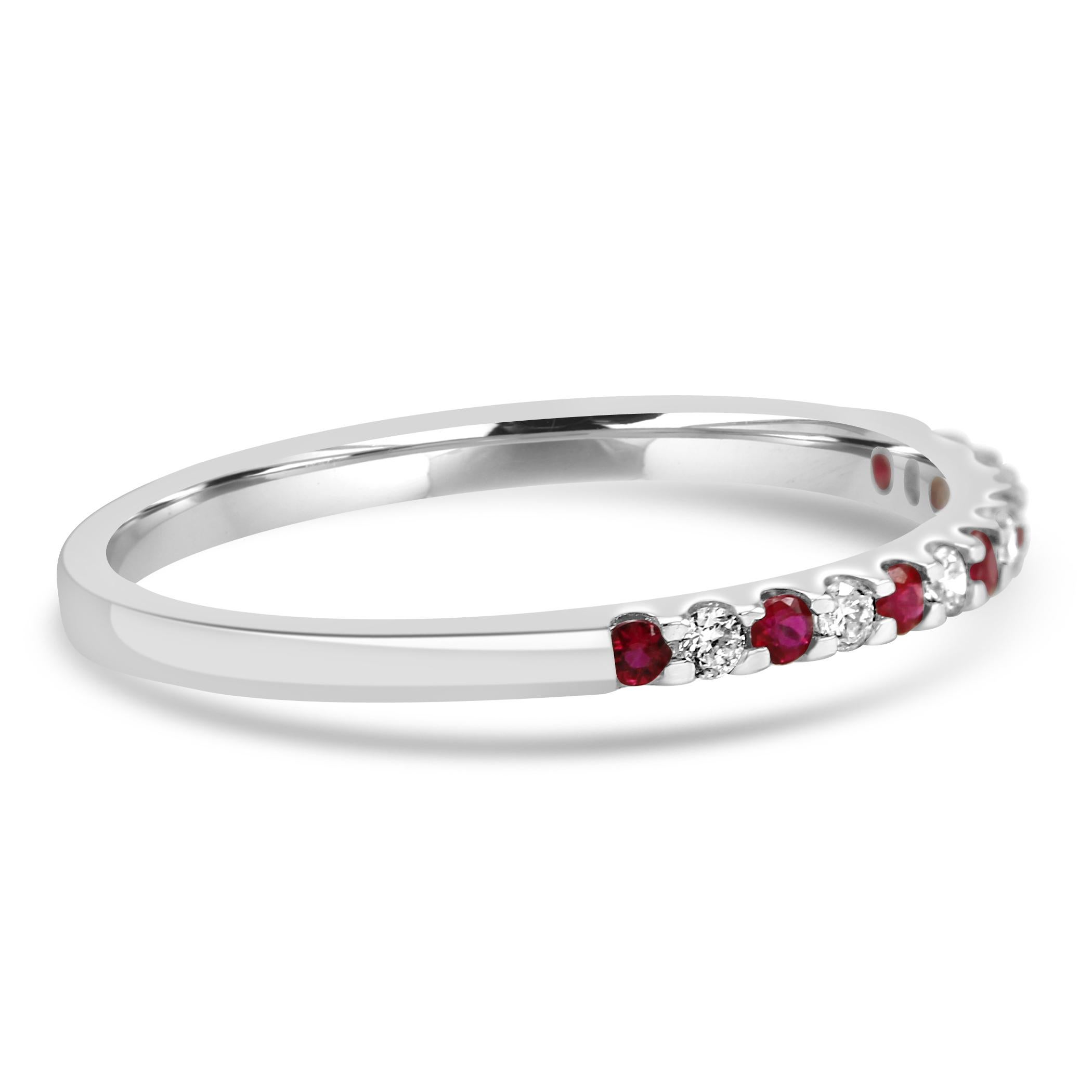 For Sale:  Ruby White Diamond Round 18K White Gold 13 Stone Fashion Engagement Band Ring  3