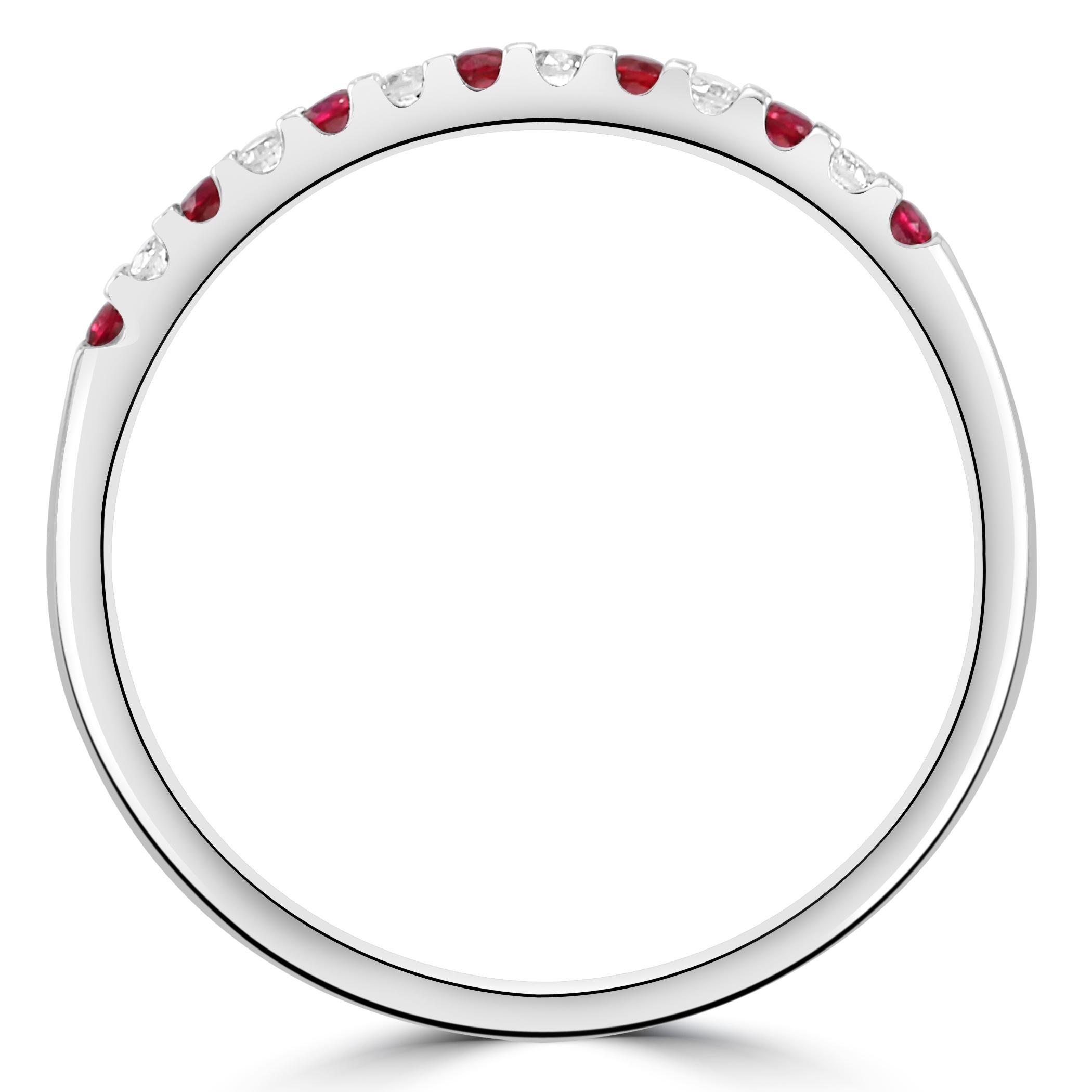 For Sale:  Ruby White Diamond Round 18K White Gold 13 Stone Fashion Engagement Band Ring  6