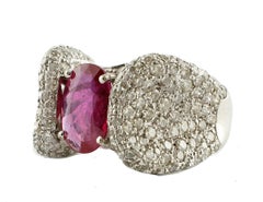 Ruby White Diamonds White Gold Fashion Ring