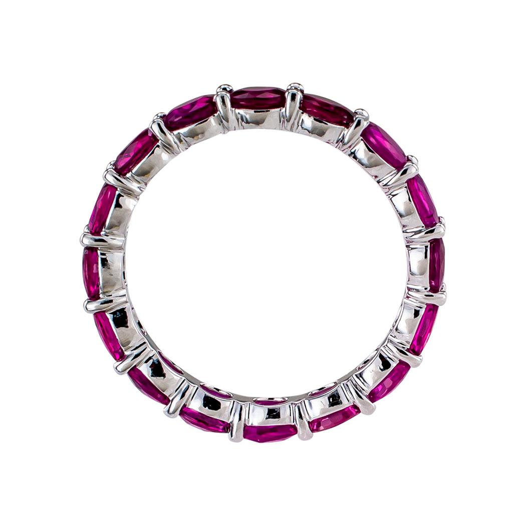 Contemporary Ruby White Gold Eternity Ring Size 6.5