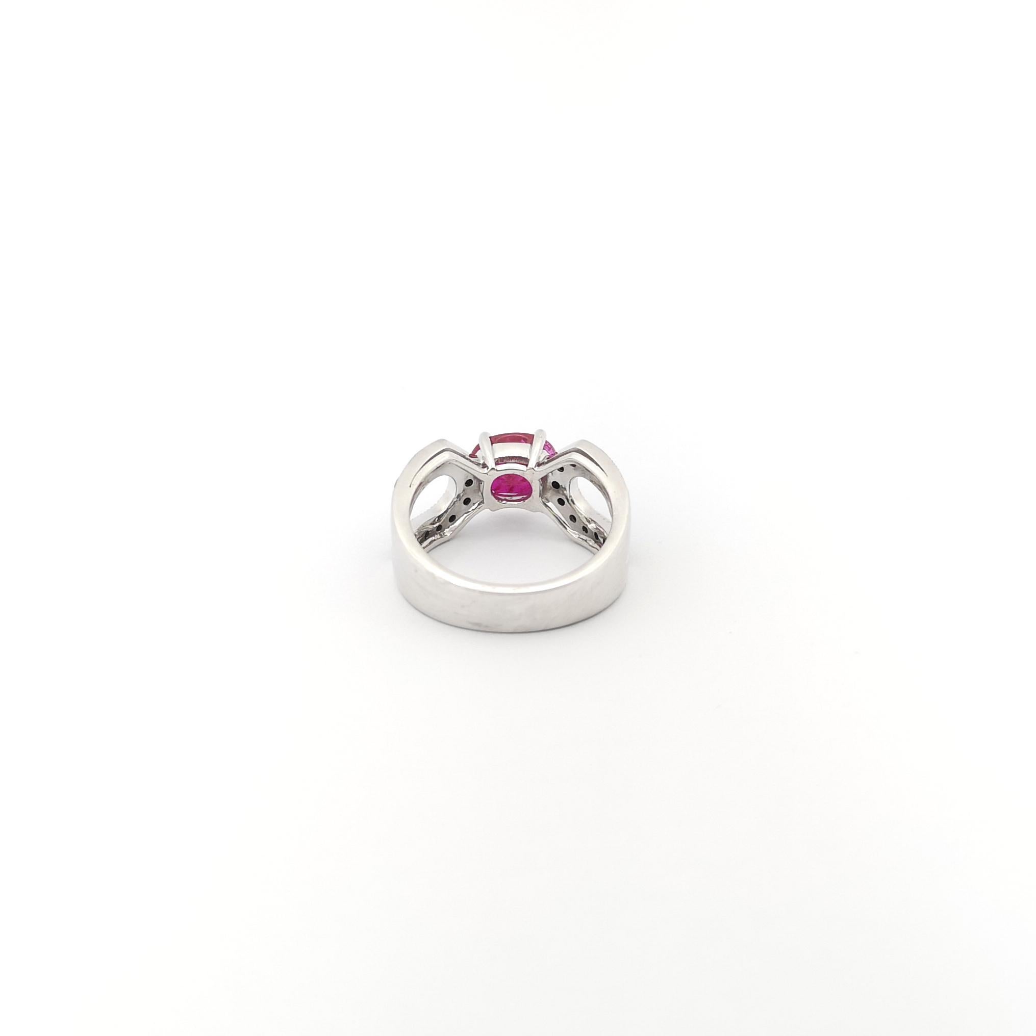 Ruby with Black Diamond Ring set in 18K White Gold Settings For Sale 7