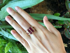 Ruby with Diamond and Cabochon Ruby Ring Set in 18 Karat Gold Settings