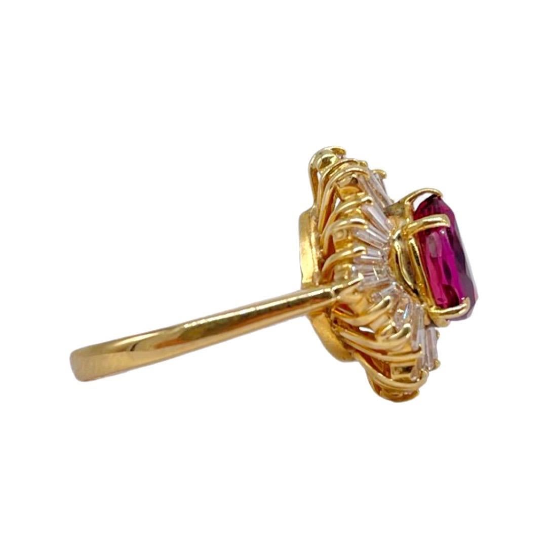 Rubin mit Baguette-Halo-Ring, ca. 1,4ct (Baguetteschliff) im Angebot