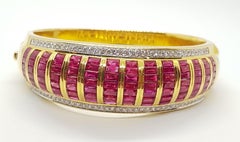 Ruby with Diamond Bangle Set in 18 Karat Gold Settings