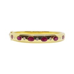 Ruby with Diamond Bangle Set in 18 Karat Gold Settings