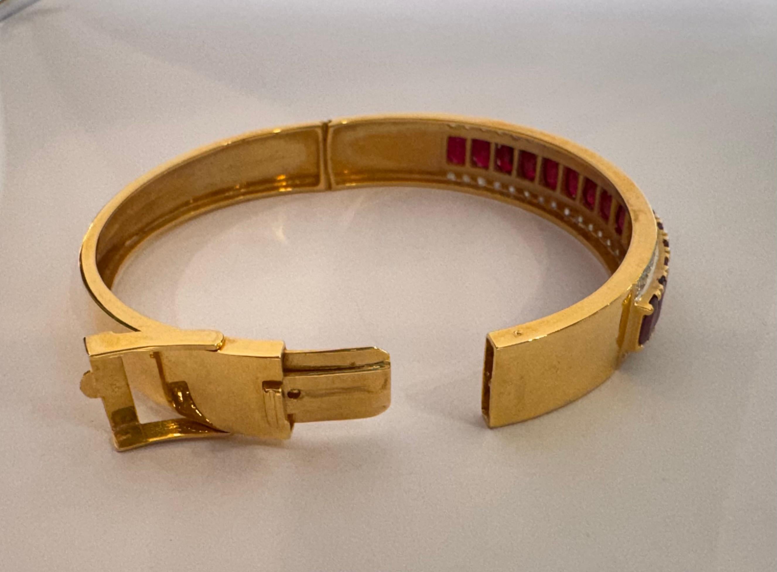 Ruby with Diamond Bangle set in 18K Gold Settings For Sale 4