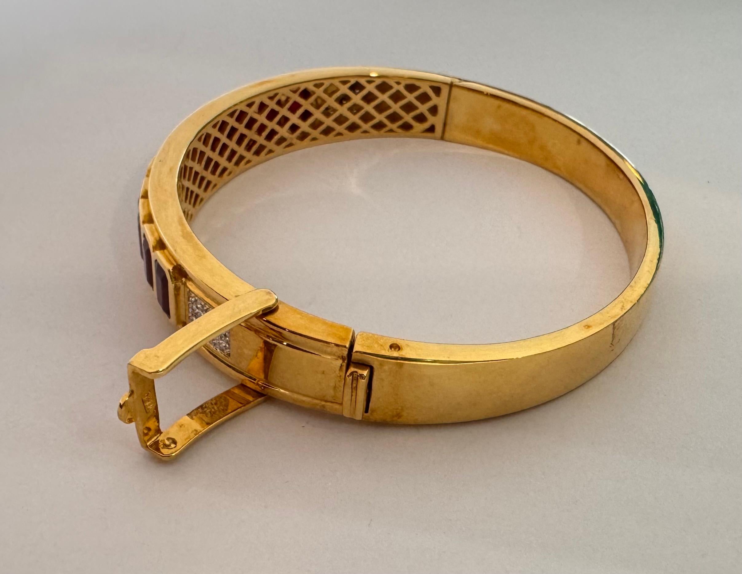 Ruby with Diamond Bangle set in 18K Gold Settings For Sale 4