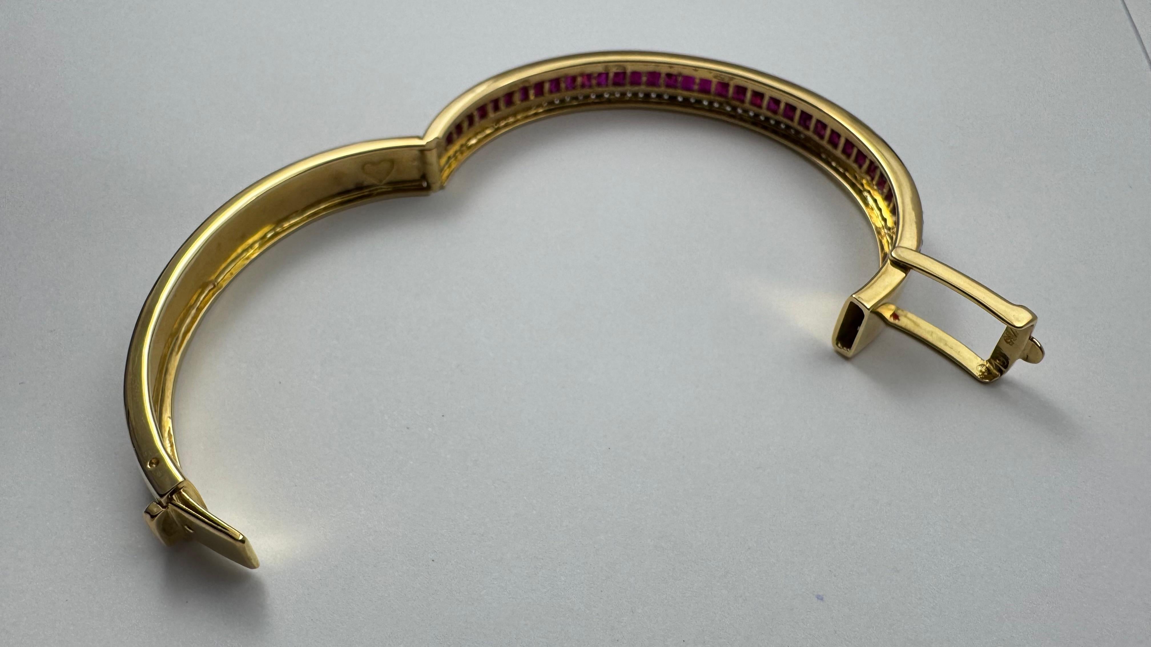 Ruby with Diamond Bangle set in 18K Gold Settings For Sale 4