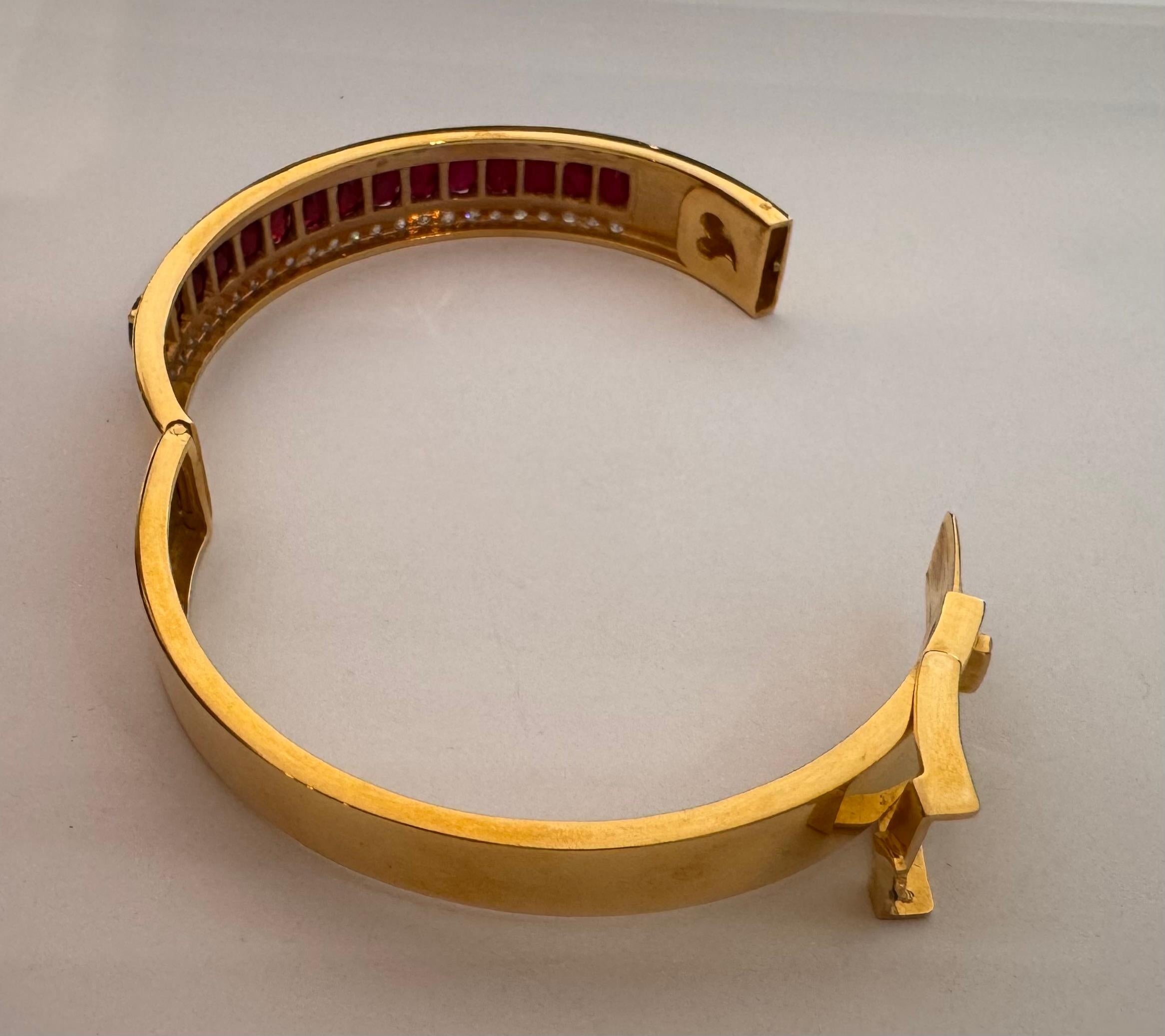 Ruby with Diamond Bangle set in 18K Gold Settings For Sale 5