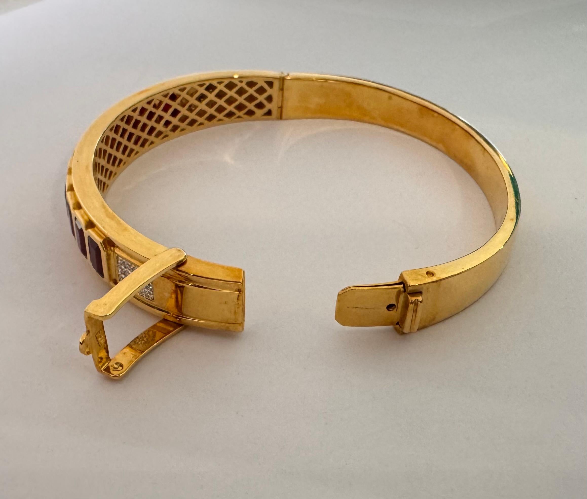 Ruby with Diamond Bangle set in 18K Gold Settings For Sale 5