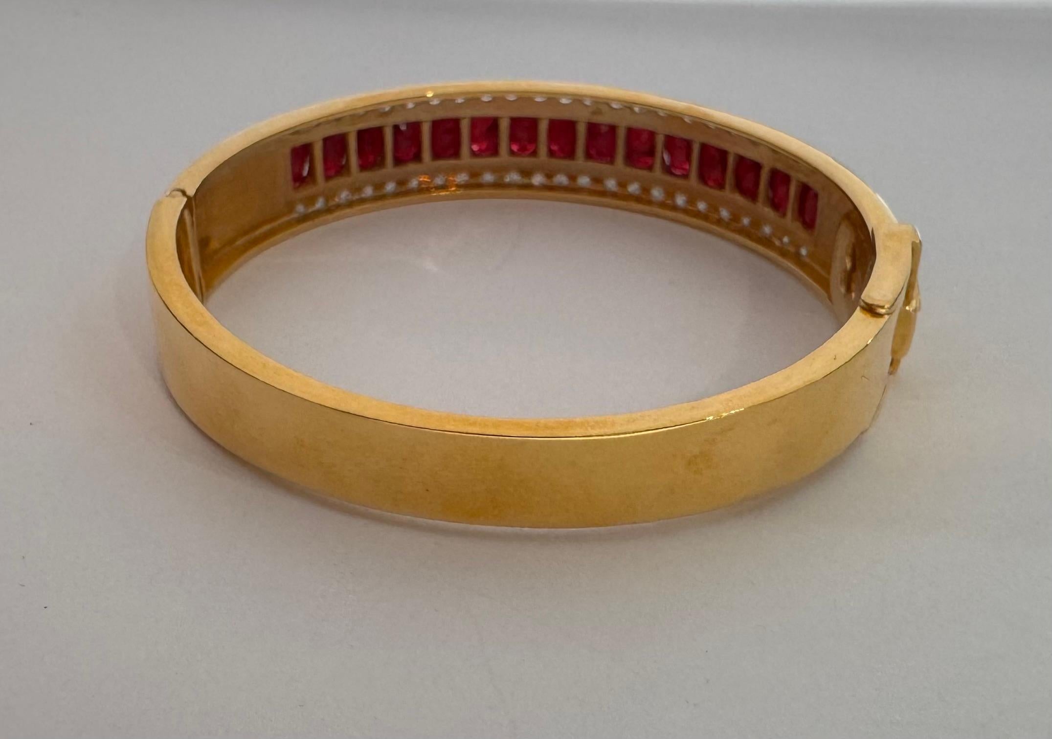 Ruby with Diamond Bangle set in 18K Gold Settings For Sale 6