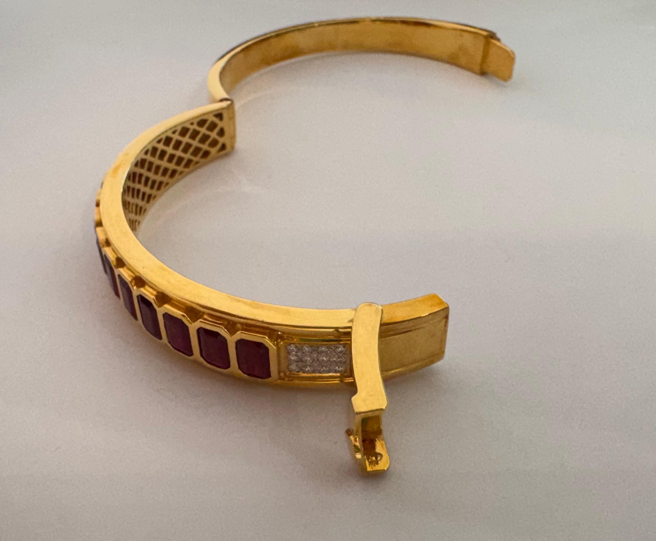 Ruby with Diamond Bangle set in 18K Gold Settings For Sale 6