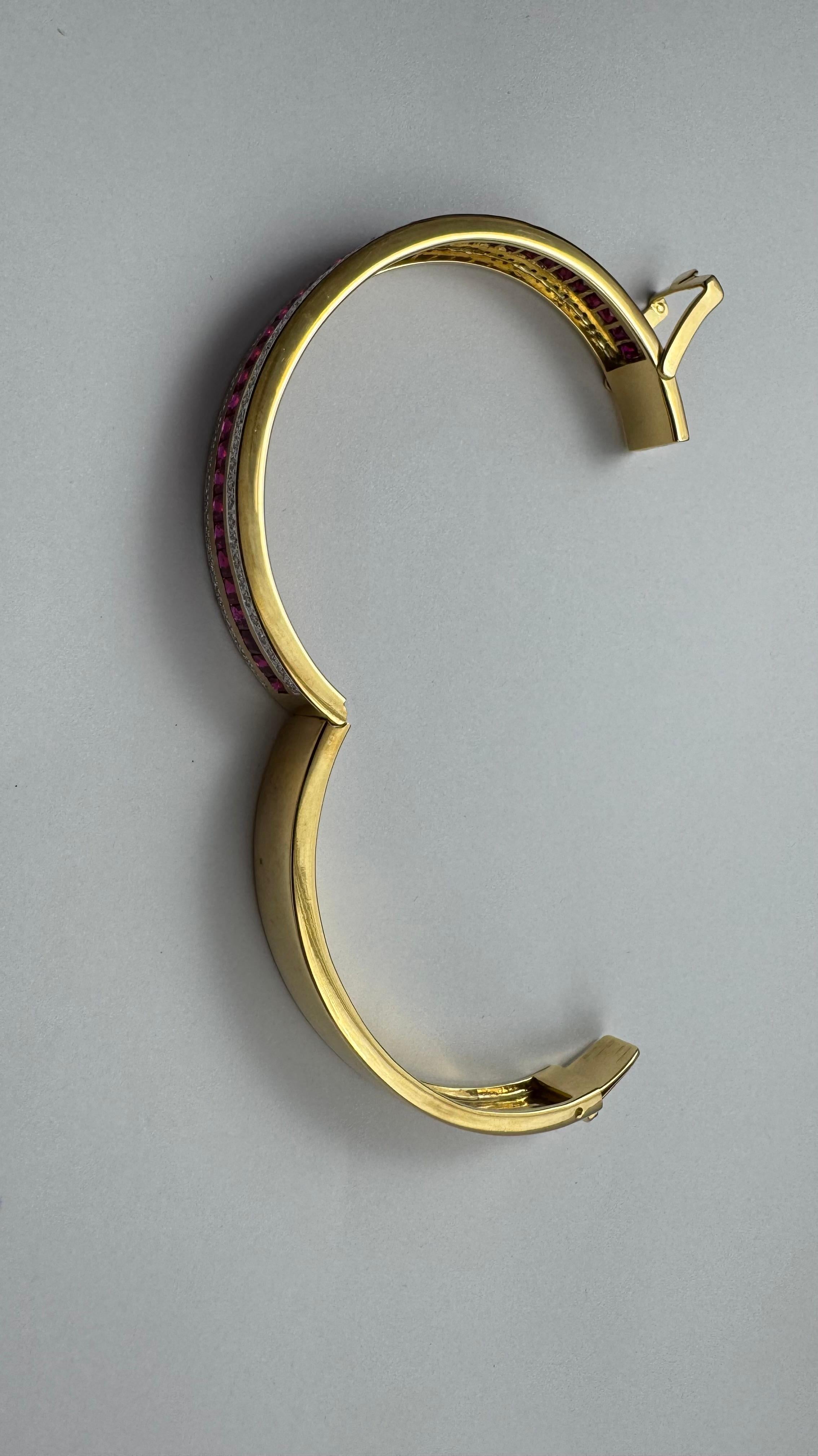 Ruby with Diamond Bangle set in 18K Gold Settings For Sale 6