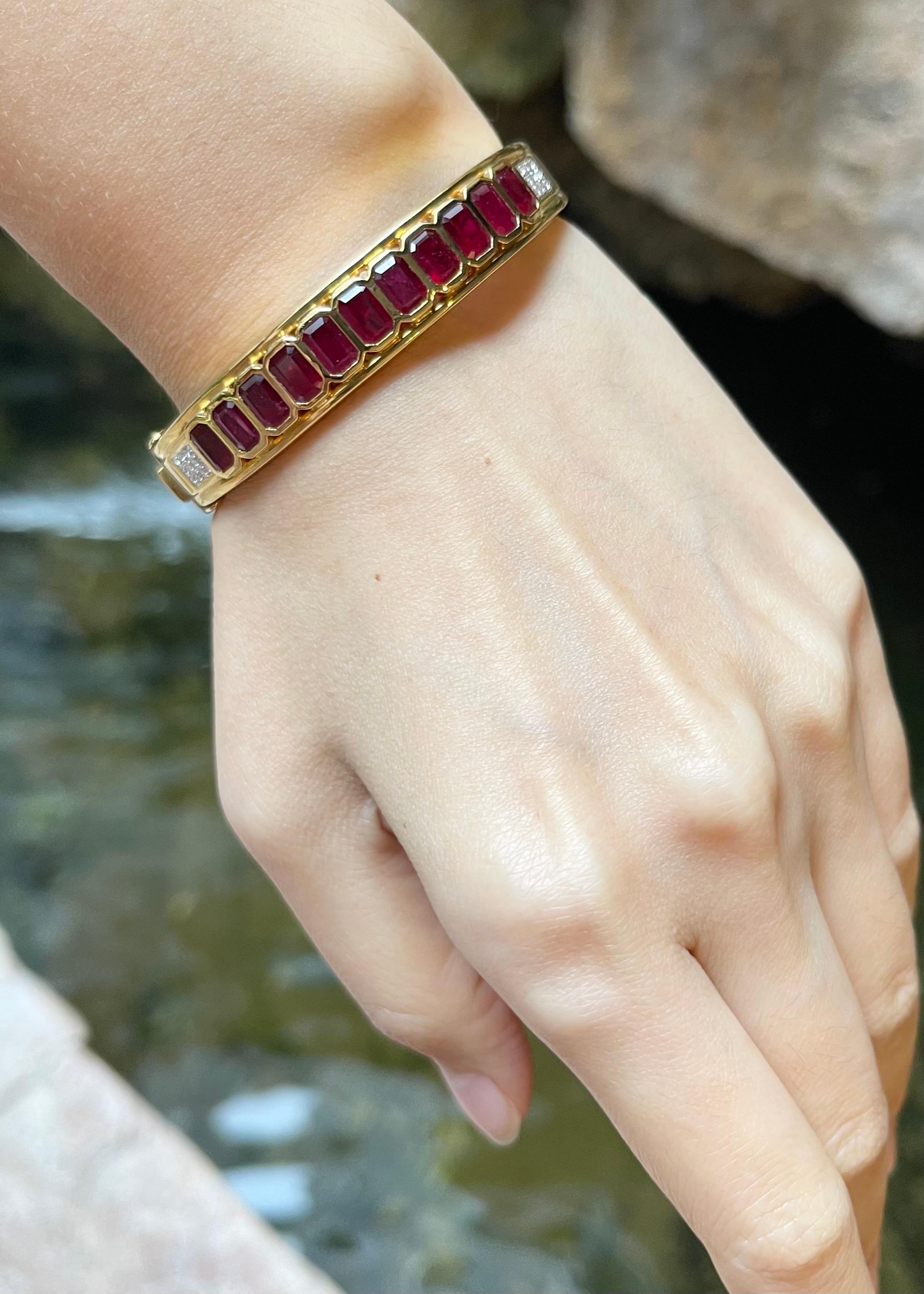 Women's Ruby with Diamond Bangle set in 18K Gold Settings For Sale