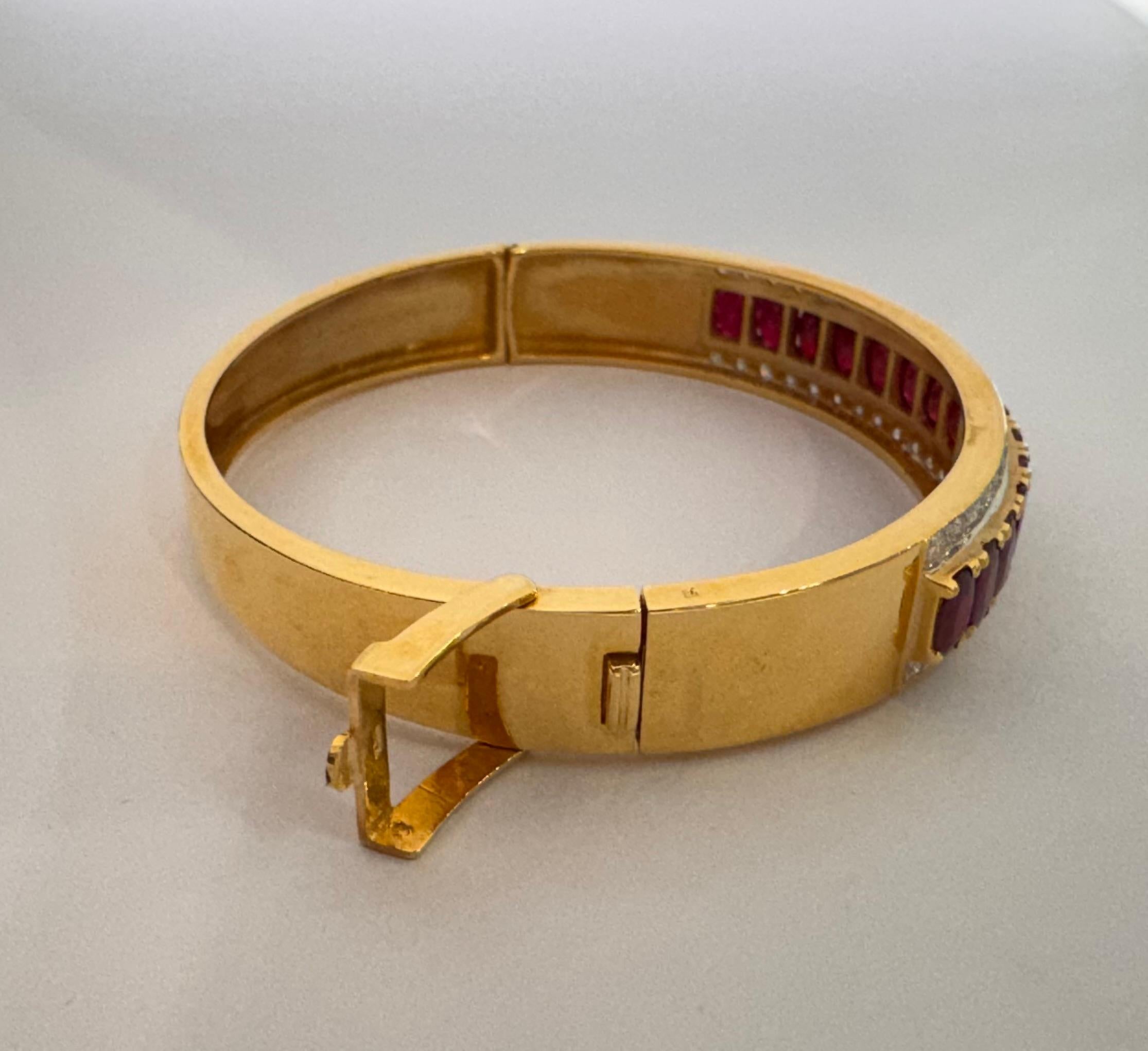 Ruby with Diamond Bangle set in 18K Gold Settings For Sale 3