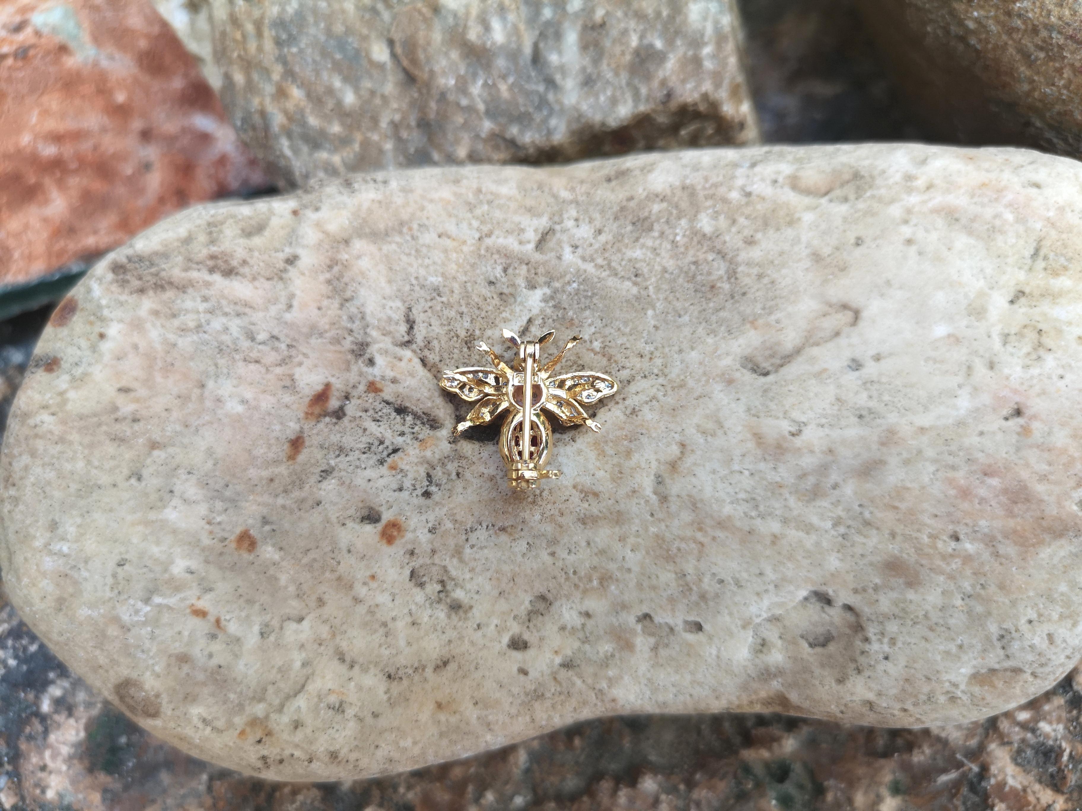 Women's or Men's Ruby with Diamond Bee Brooch Set in 18 Karat Gold Settings
