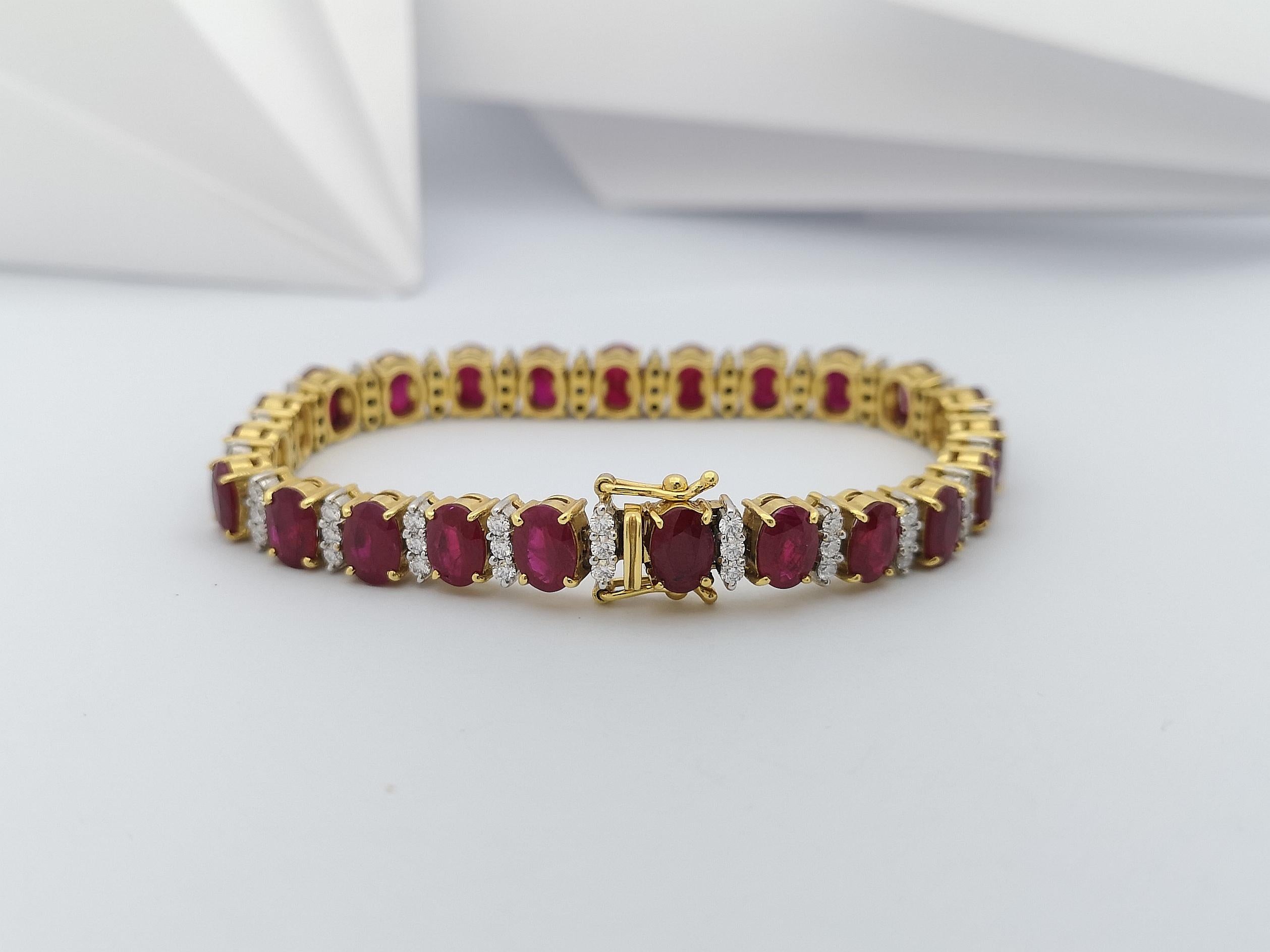 Women's Ruby with Diamond Bracelet Set in 18 Karat Gold Setting For Sale