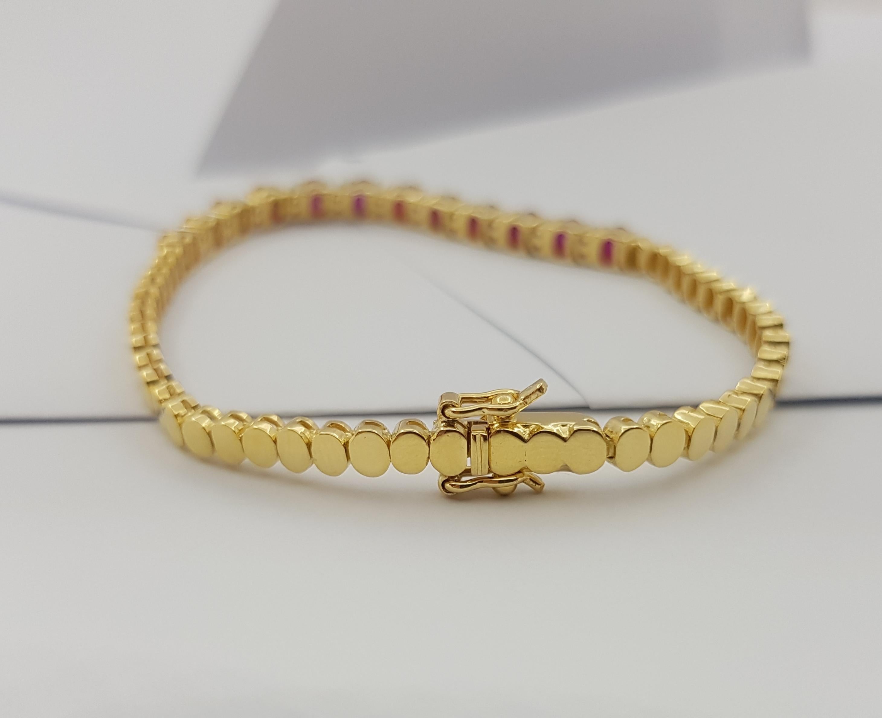 Ruby with Diamond Bracelet Set in 18 Karat Gold Settings For Sale 4