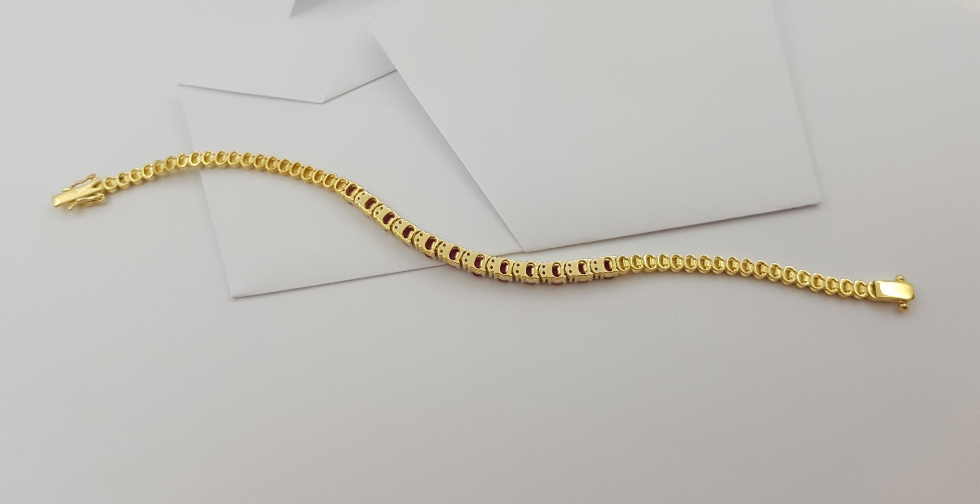 Ruby with Diamond Bracelet Set in 18 Karat Gold Settings For Sale 6