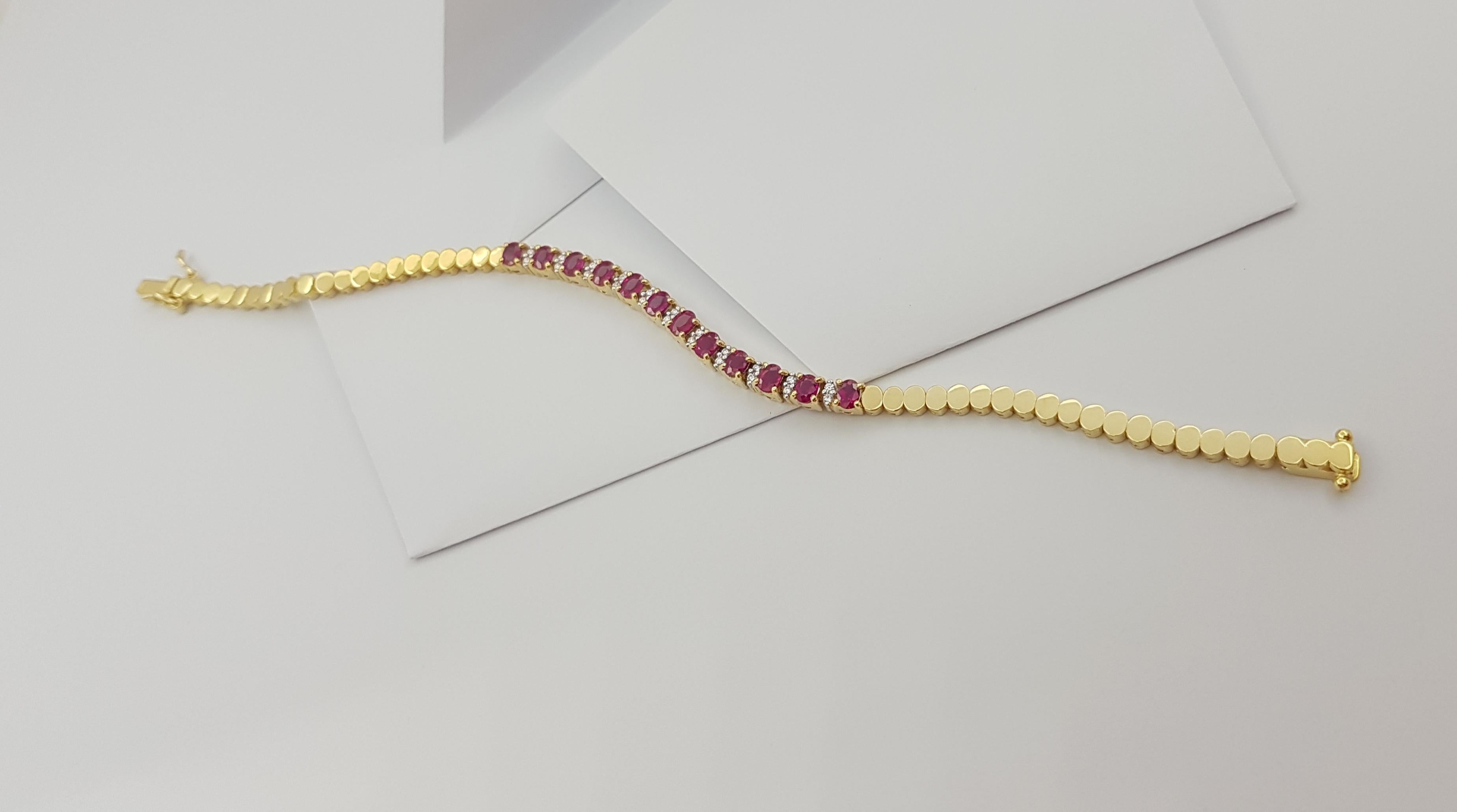 Ruby with Diamond Bracelet Set in 18 Karat Gold Settings For Sale 7
