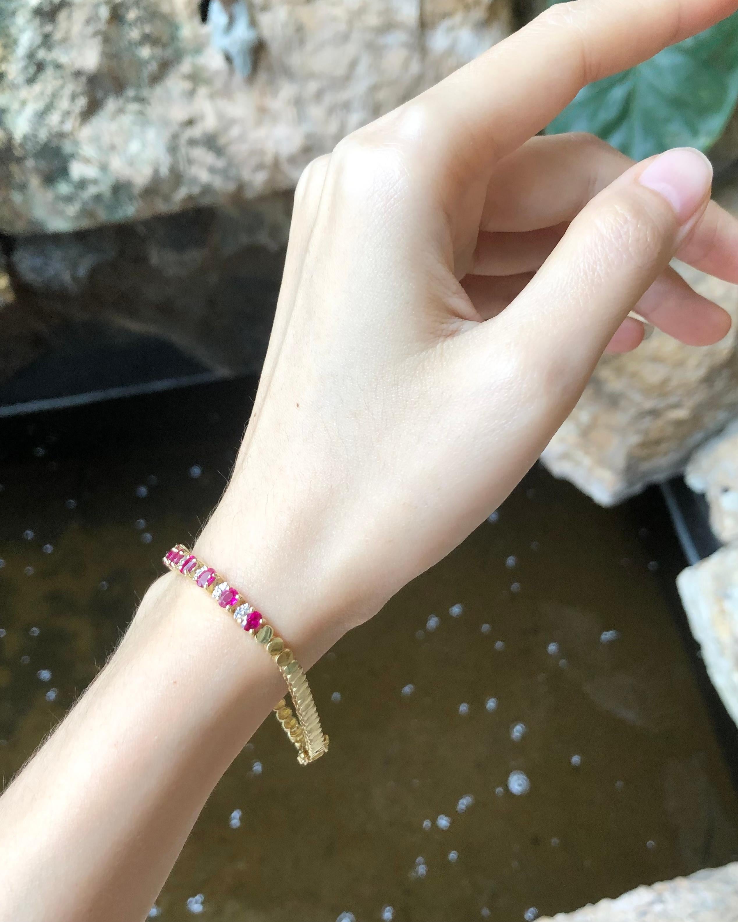 Women's Ruby with Diamond Bracelet Set in 18 Karat Gold Settings For Sale