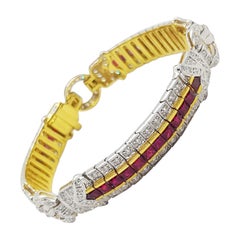 Ruby with Diamond Bracelet Set in 18 Karat Gold Settings