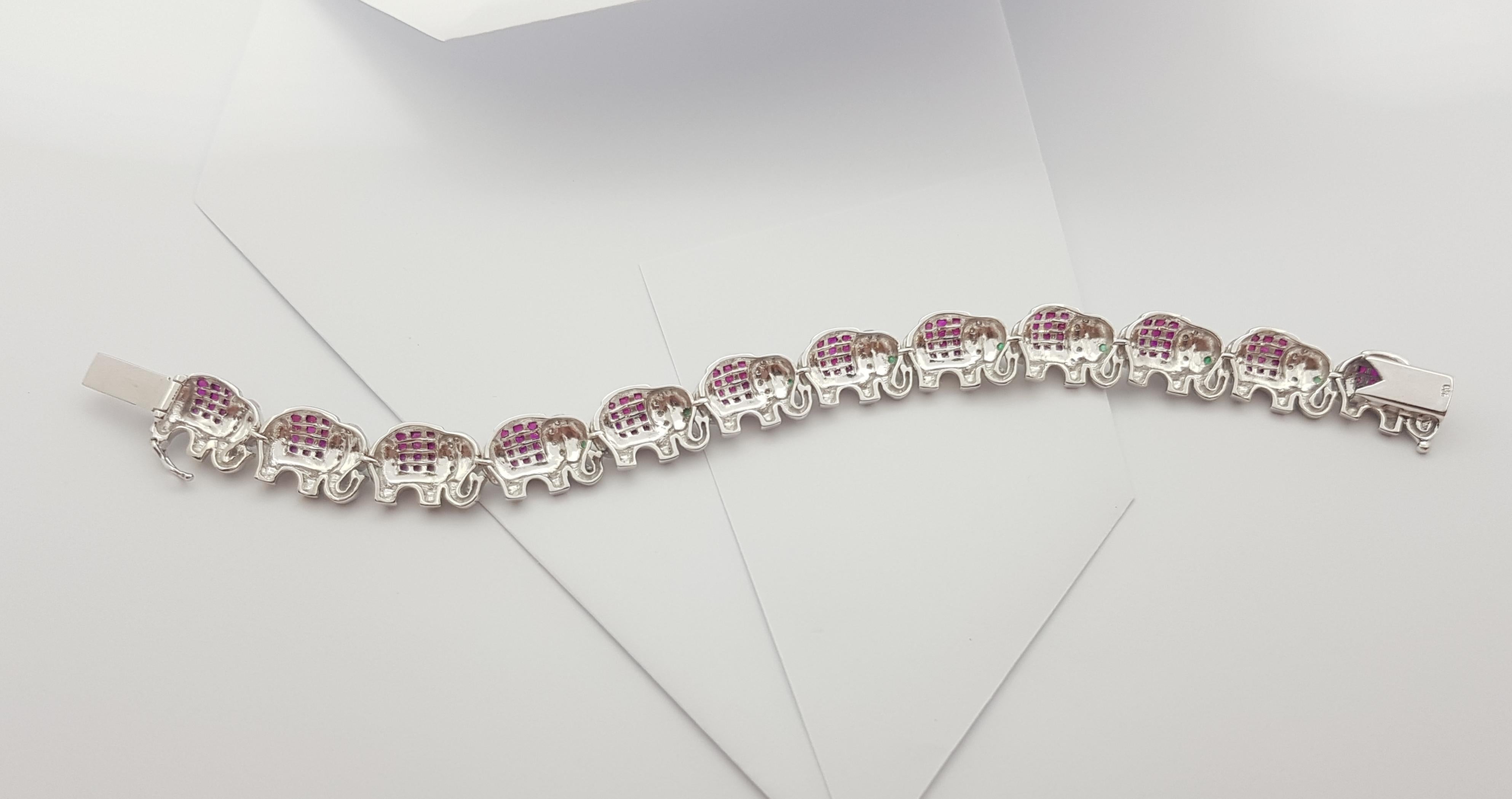 Ruby with Diamond Bracelet Set in 18 Karat White Gold Settings For Sale 4